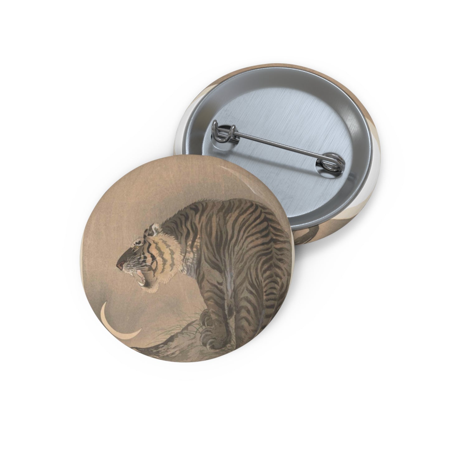 Brullende tijger, Ohara Koson - Rijksmuseum public domain dedication image Pin Buttons with Crisp Design