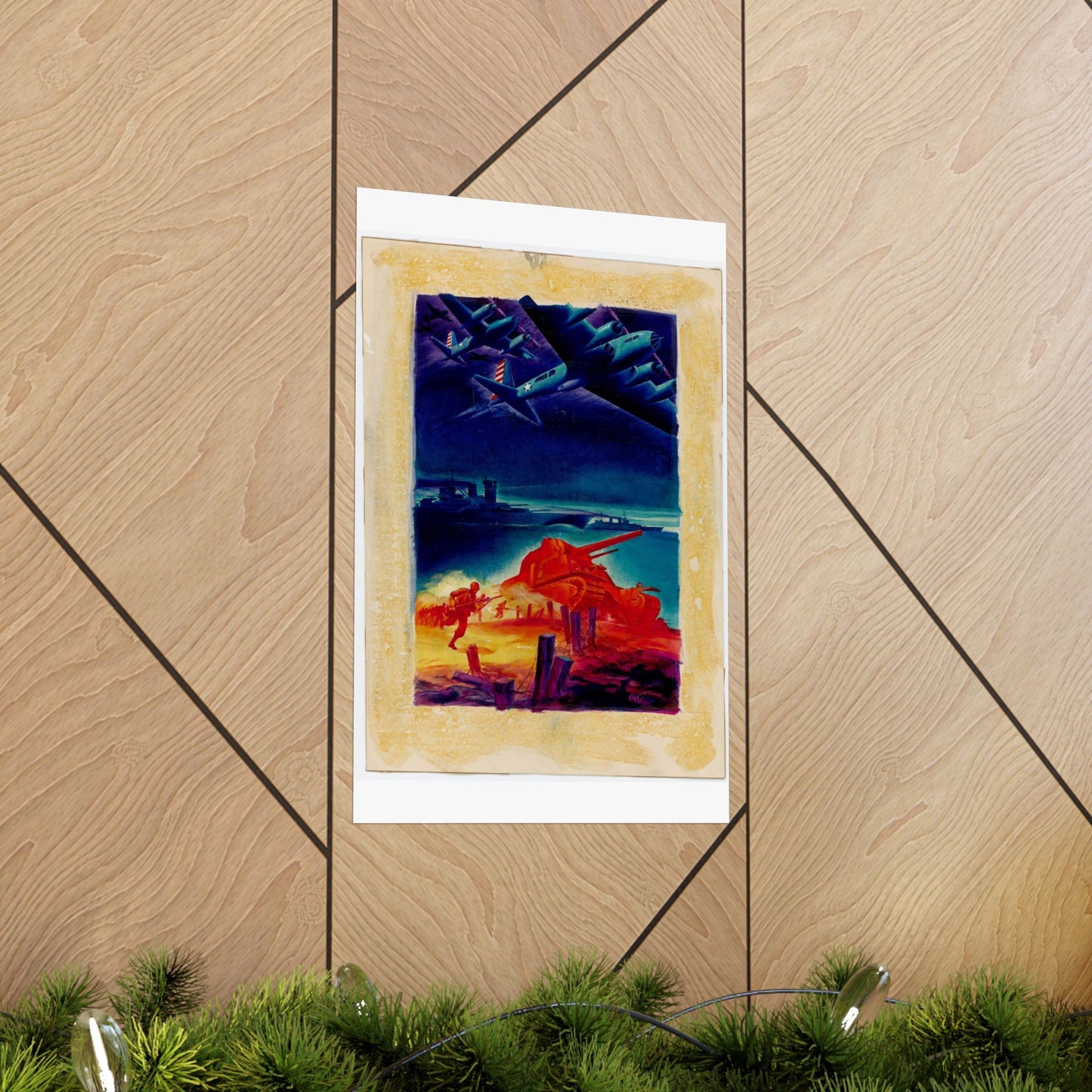 [Infantry, tanks, ships, airplanes attacking] [R.G.] High Quality Matte Wall Art Poster for Home, Office, Classroom