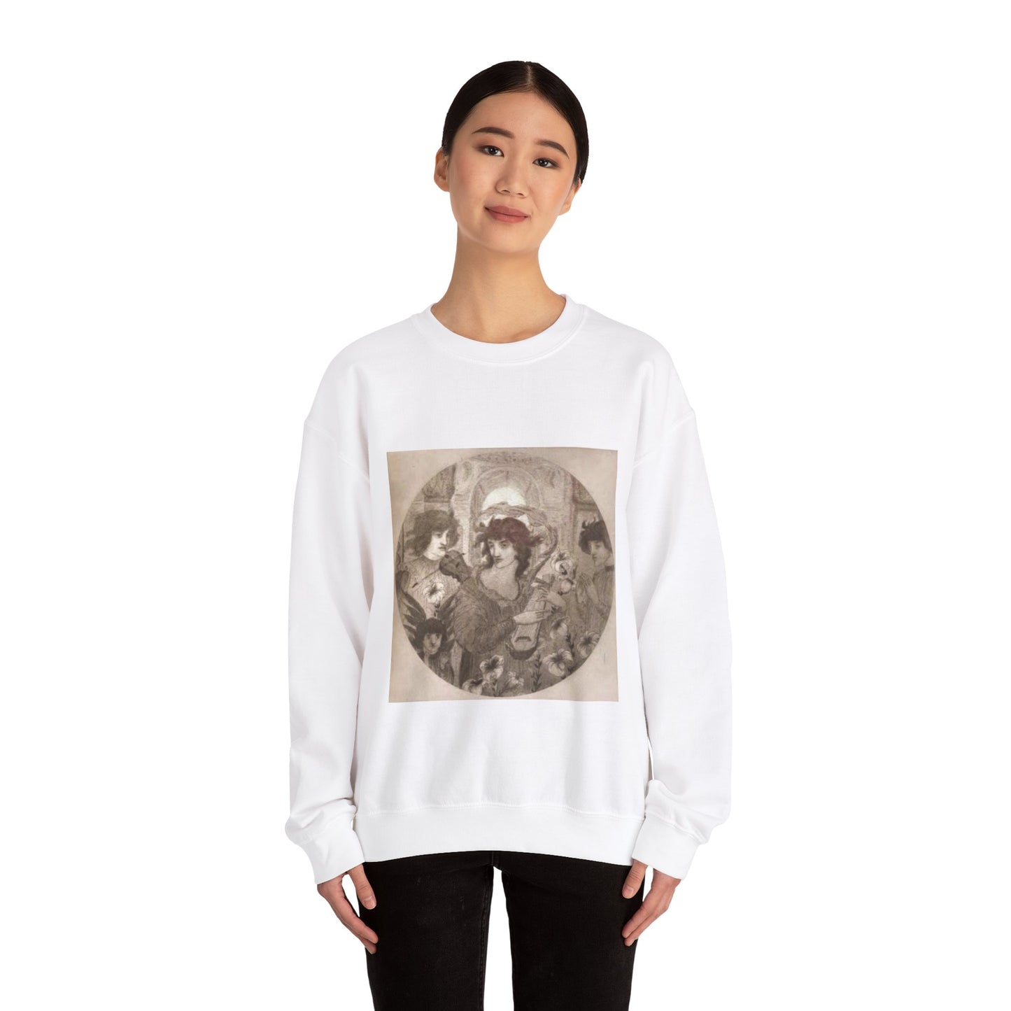 Adoramus Te Beardsley - Public domain portrait drawing  White Heavy Blend Adult Crew Neck SweatShirt