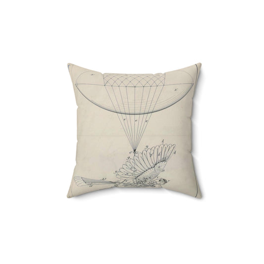 Patent drawing - for R. J. Spalding's Flying Machine Public domain  image Decorative Accent Square Pillow