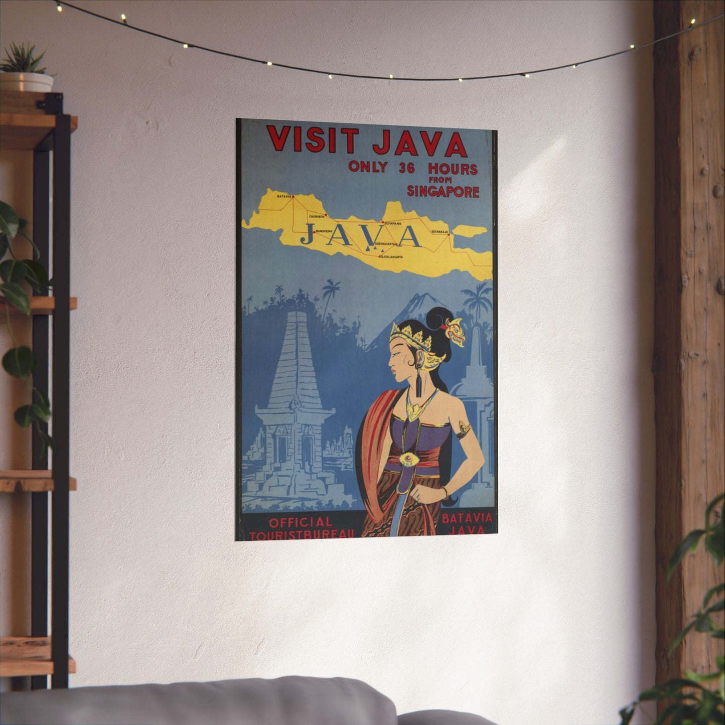 Java. Vintage Travel Poster., Art Deco Poster High Quality Matte Wall Art Poster for Home, Office, Classroom