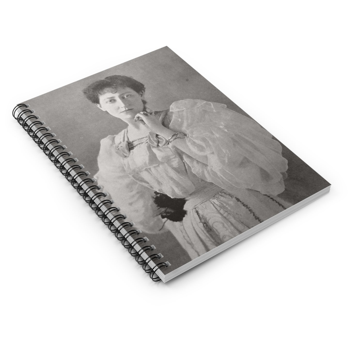 Janette Steer (7a) - A black and white photo of a woman in a dress Spiral Bound Ruled Notebook with Printed Cover