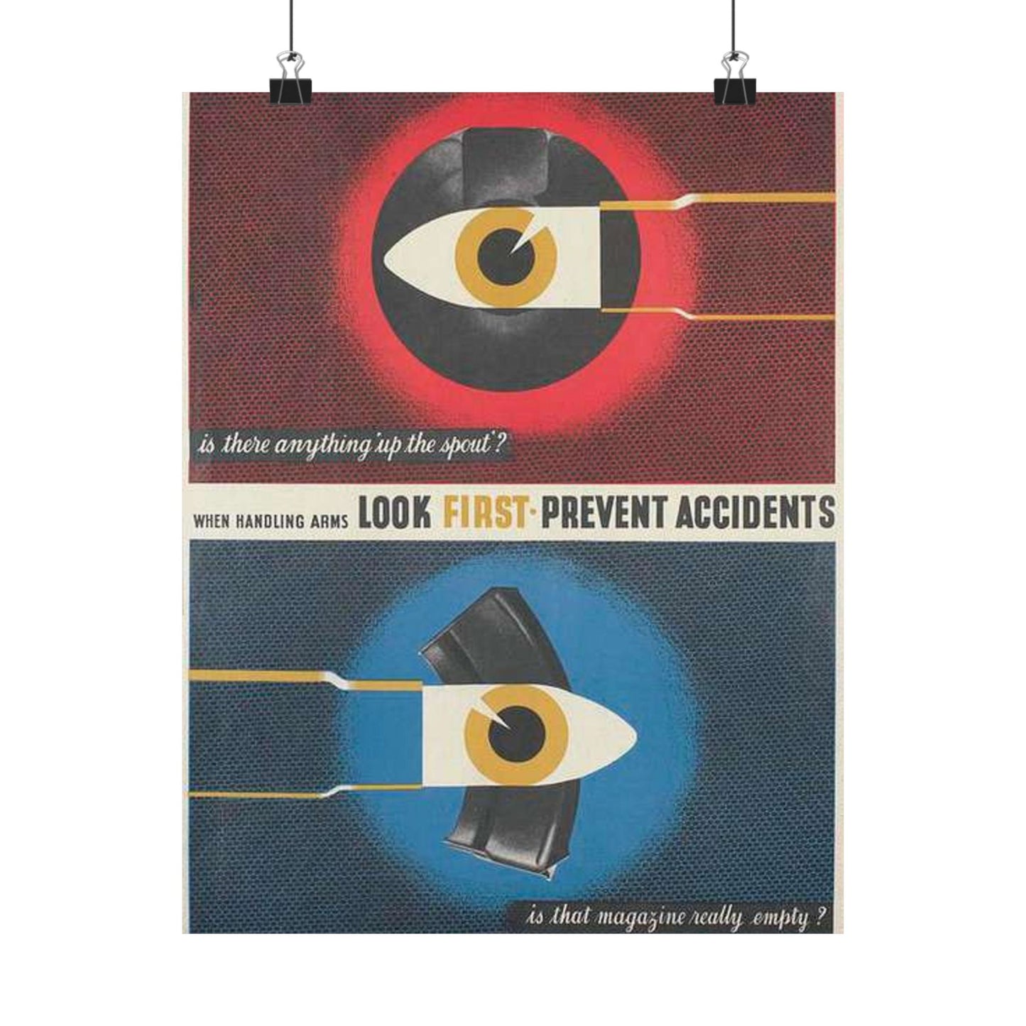 When Handling Arms Look First - Prevent Accidents Art.IWMPST2895 High Quality Matte Wall Art Poster for Home, Office, Classroom
