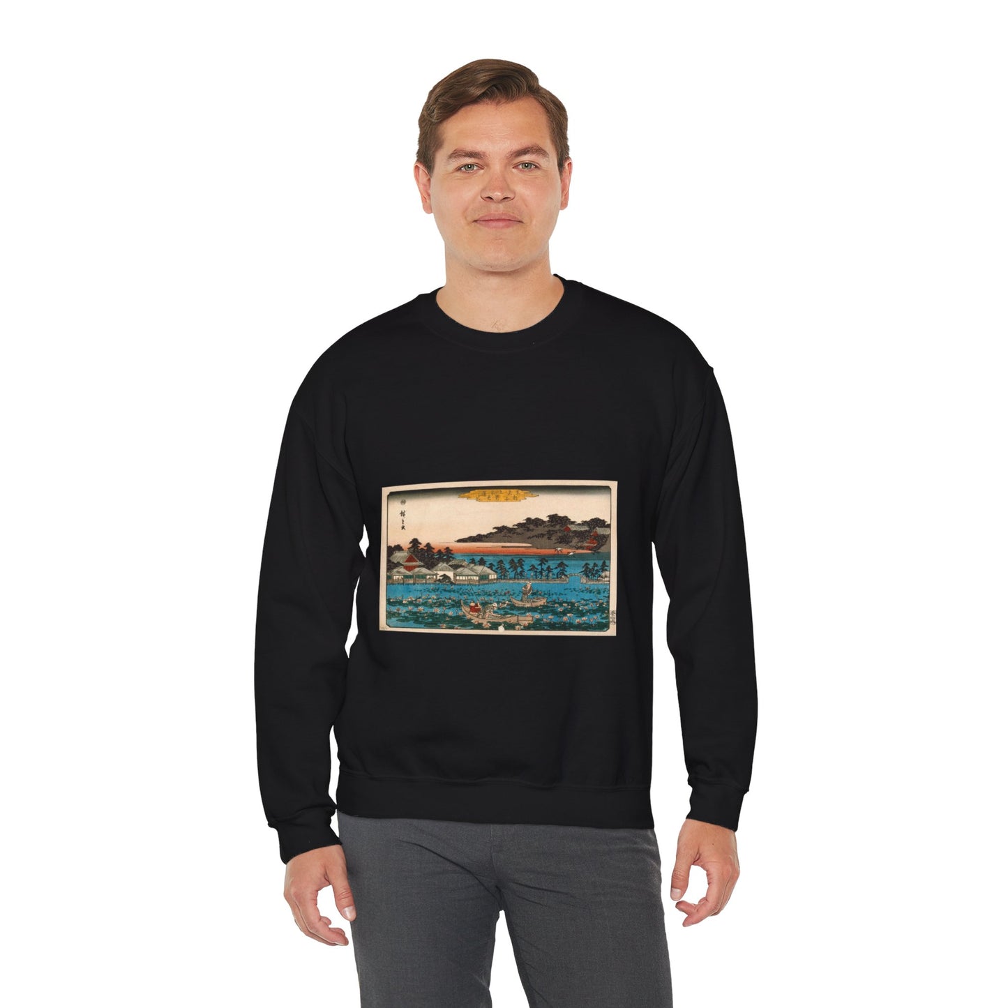 Shinobazu Pond at Ueno LACMA M.71.100.23 Black Heavy Blend Adult Crew Neck SweatShirt