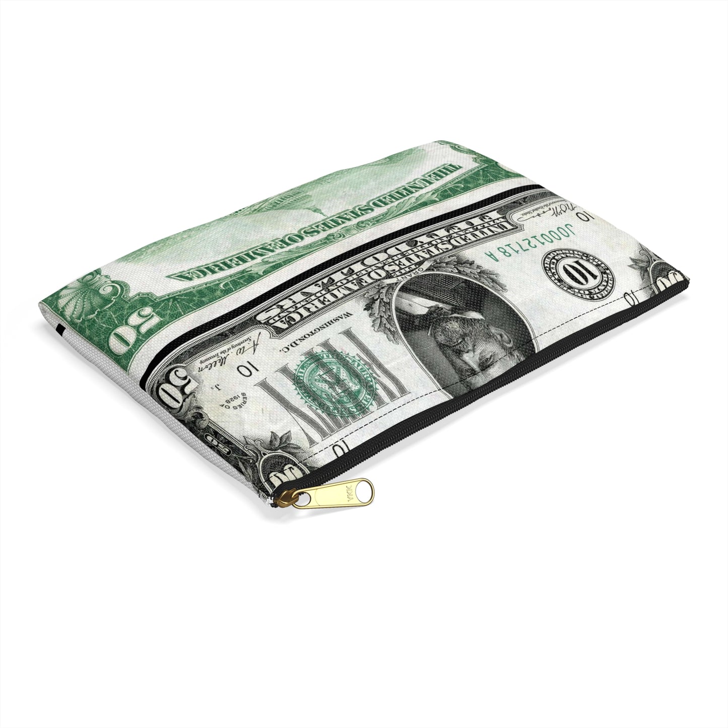 US-$50-FRN-1928-Fr-2100-J - Public domain banknote scan Large Organizer Pouch with Black Zipper