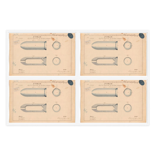 Patent drawing - Drawing of Improvement in Projectiles for Rifled Ordnance Public domain  image Laminated UV Protective Vinyl Stickers