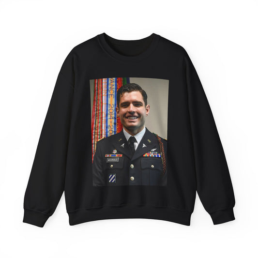 Cpt. Ryan McConville poses for a photo during his promotion Black Heavy Blend Adult Crew Neck SweatShirt