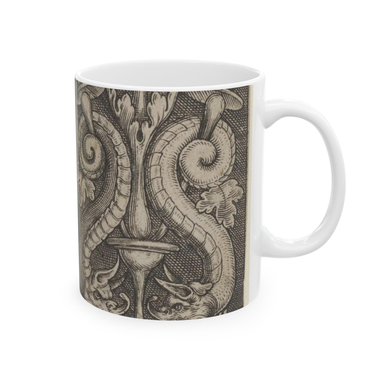 Vertical Panel with a Candelabrum Stemming from a Leaf-Faced Grostesque at Bottom Beautiful Novelty Ceramic Coffee Mug 11oz