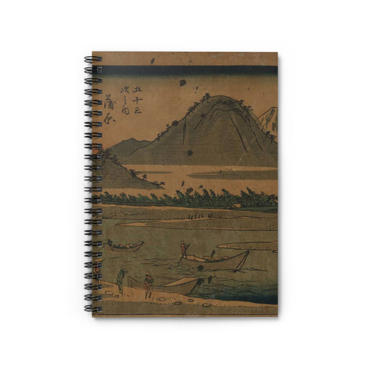 Utagawa Hiroshige - Kanbara, Andō Hiroshige, depicting Mount Fuji Spiral Bound Ruled Notebook with Printed Cover