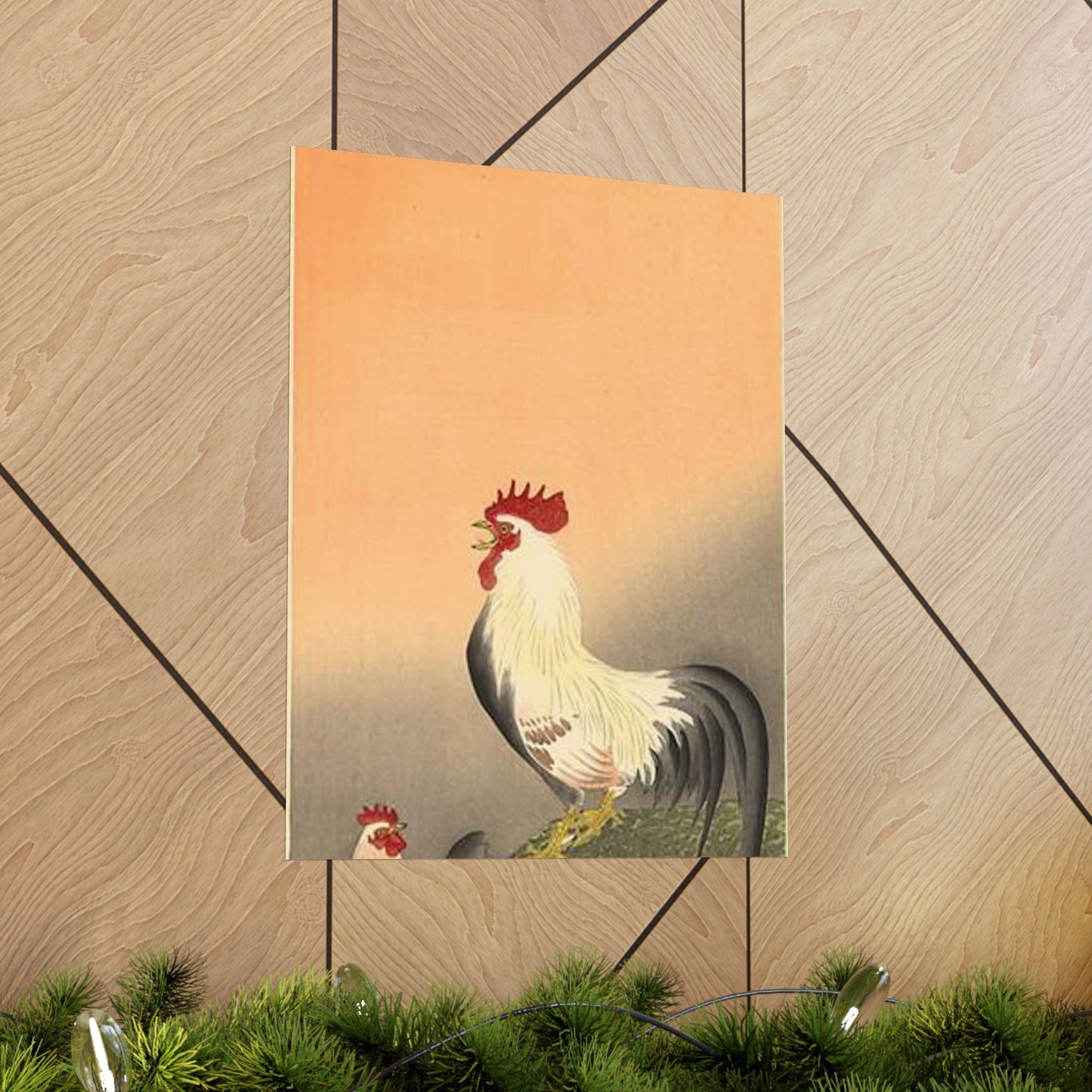 Koson - rooster-and-hen-at-sunrise, Ohara Koson High Quality Matte Wall Art Poster for Home, Office, Classroom