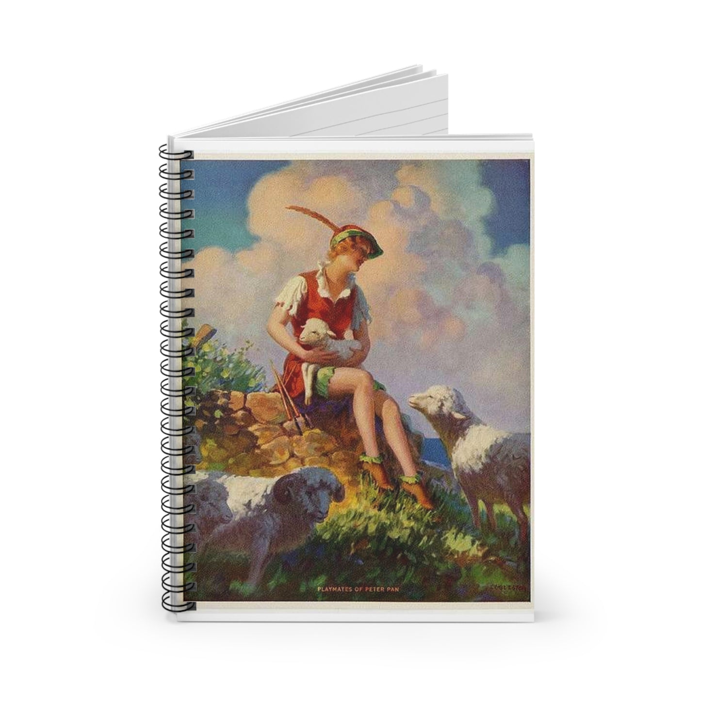 Playmates of Peter Pan, painting by Edward Mason Eggleston Spiral Bound Ruled Notebook with Printed Cover