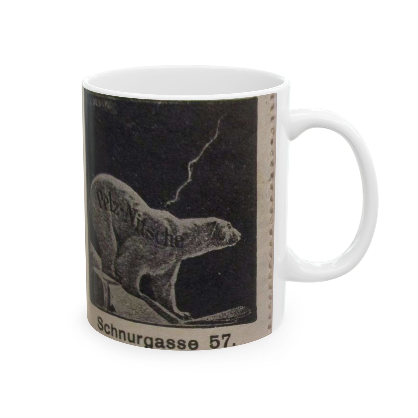 Pelz-Nitsche, Schnurgasse (Werbemarke) - postal stamp Beautiful Novelty Ceramic Coffee Mug 11oz