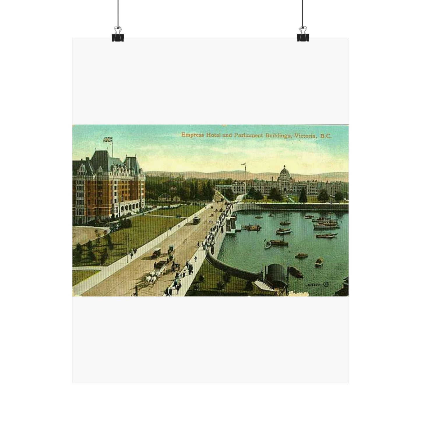 Empress Hotel and Parliament Buildings by the harbor in Victoria, British Columbia, between 1903 and 1913 (AL+CA 2080) High Quality Matte Wall Art Poster for Home, Office, Classroom