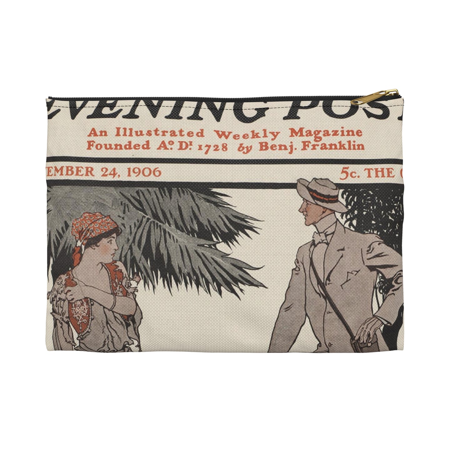 The Saturday evening post, November 24, 1906 Large Organizer Pouch with Black Zipper