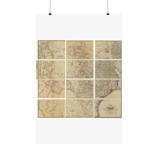 Map of the state of Texas / - Public domain old map High Quality Matte Wall Art Poster for Home, Office, Classroom