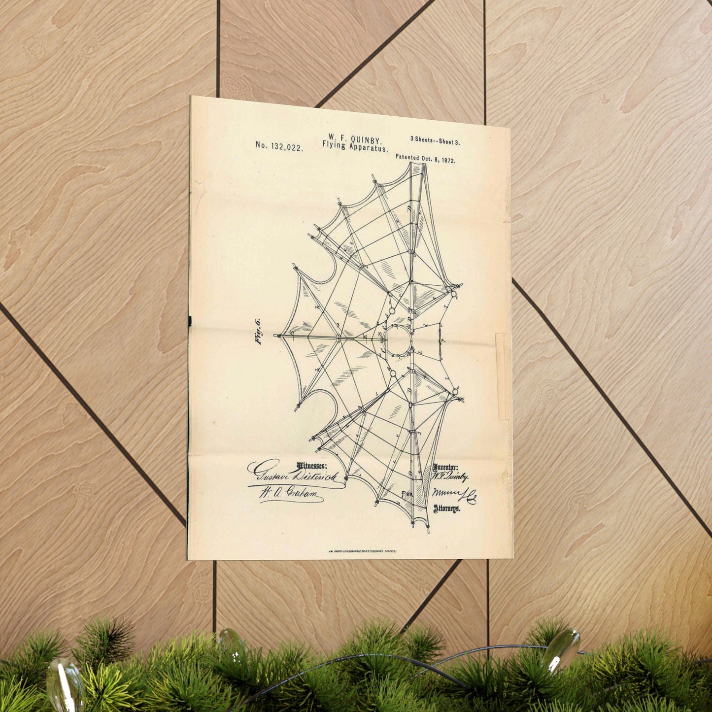 Patent Case File No. 132,022, Flying Apparatus, Inventor- Watson F. Quinby - DPLA - 1408d735868117dc44f964123674e332 (page 32) High Quality Matte Wall Art Poster for Home, Office, Classroom