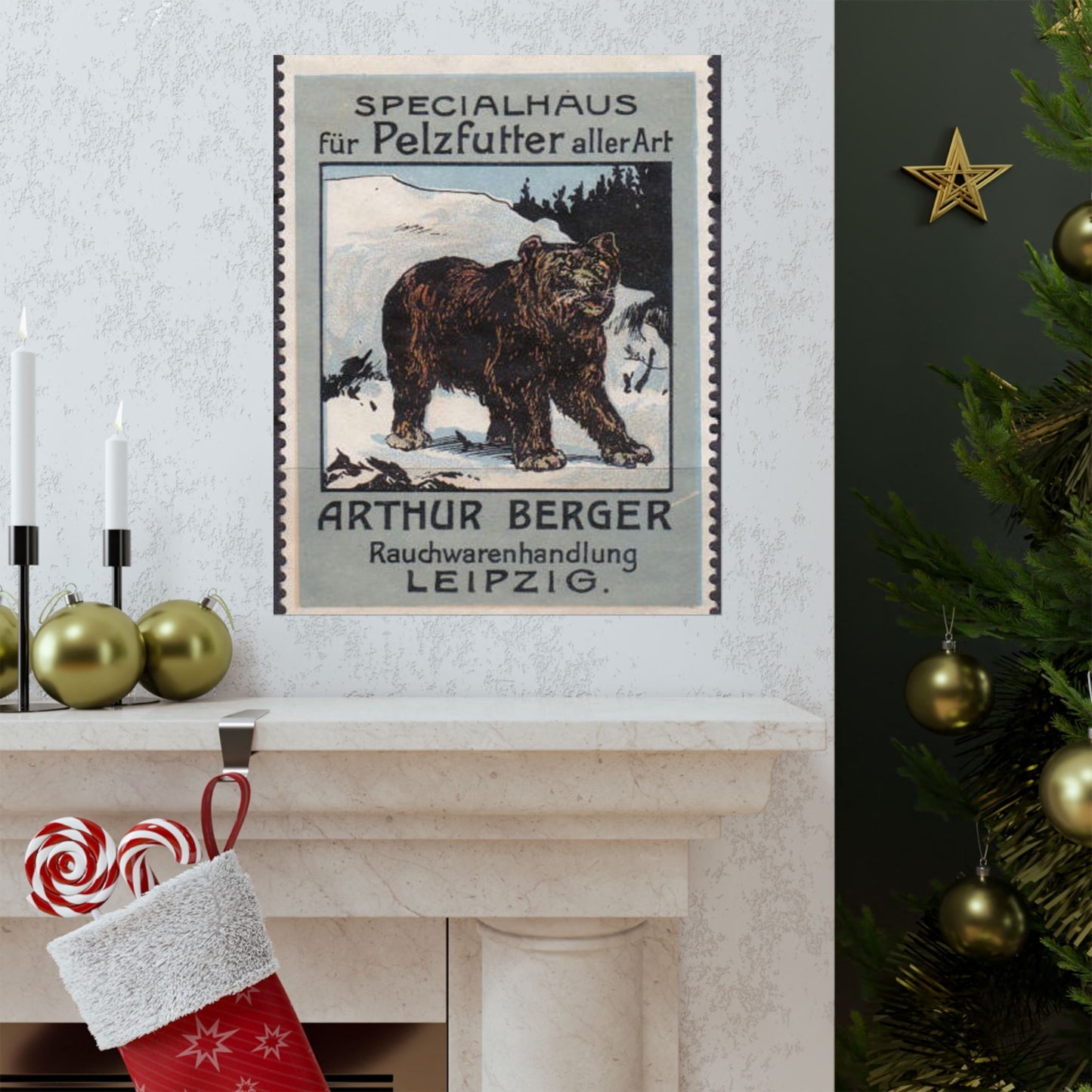 Arthur Berger, fur trader in Leipzig, c. 1910, brand advertisings (03) High Quality Matte Wall Art Poster for Home, Office, Classroom