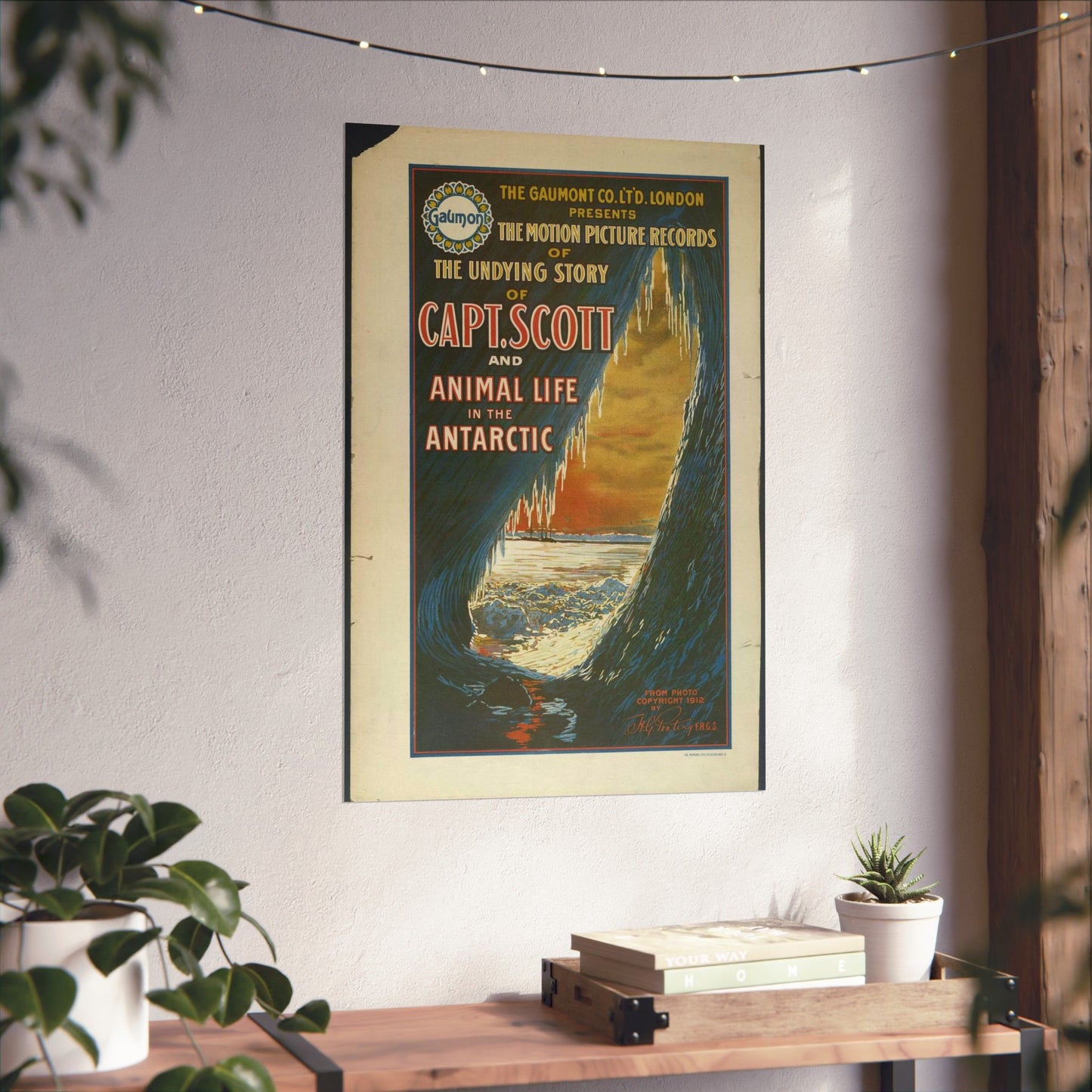 The Gaumont Co. L'T'D. London presents the motion picture records of the undying story of Capt. Scott and animal life in the Antarctic / The Morgan Lith. Co., Cleveland, O. High Quality Matte Wall Art Poster for Home, Office, Classroom