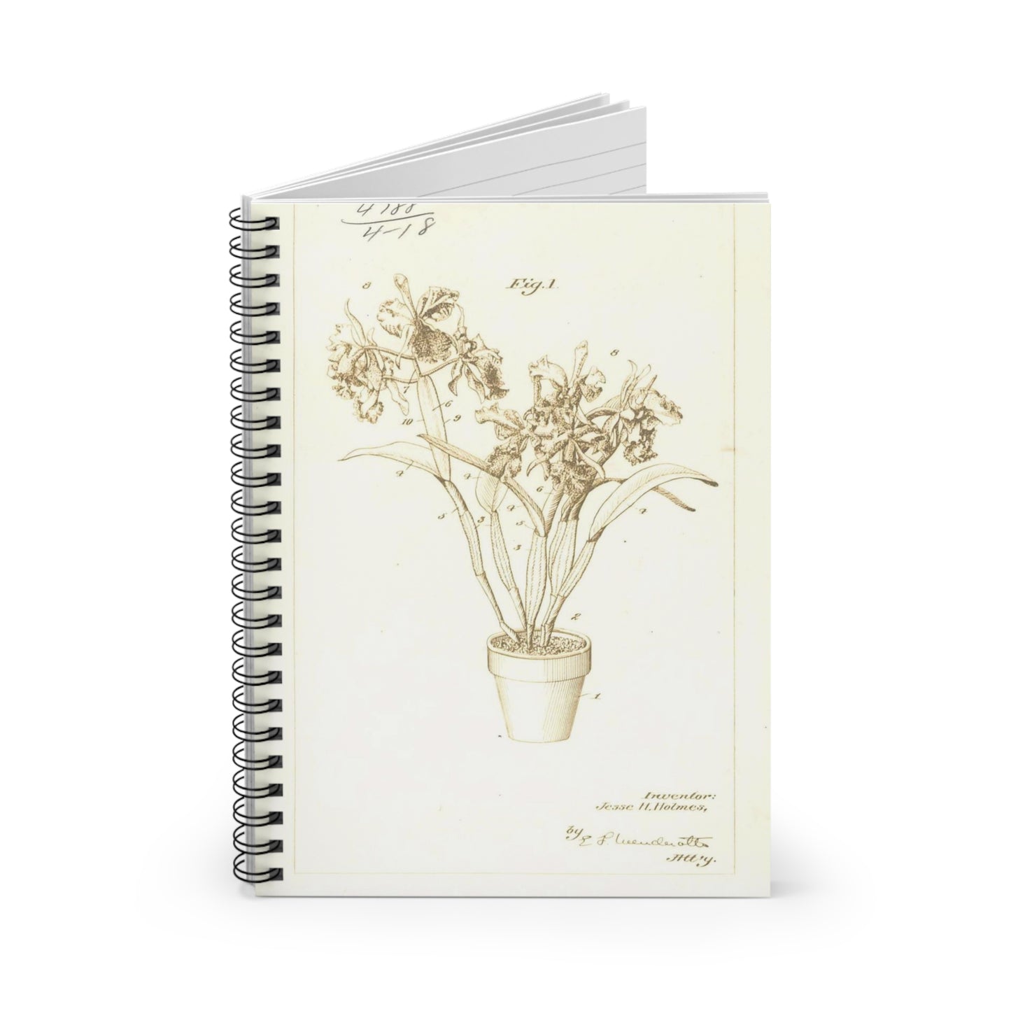 Patent Case File No. 1,904,788, Display of Cut Flowers, Inventor- Jesse H. Holmes. - DPLA - f3d0d85a6e6b3c501e6aa63084a03aaf (page 10) Spiral Bound Ruled Notebook with Printed Cover