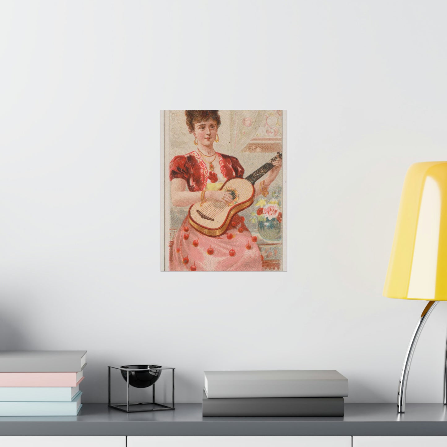 Guitar, from the Musical Instruments series (N82) for Duke brand cigarettes High Quality Matte Wall Art Poster for Home, Office, Classroom