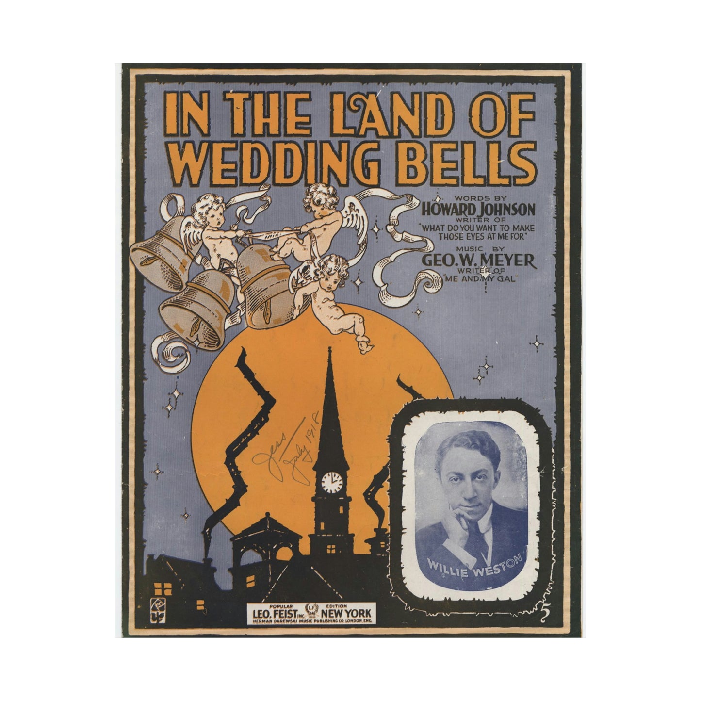 In the land of wedding bells - Public domain American sheet music High Quality Matte Wall Art Poster for Home, Office, Classroom