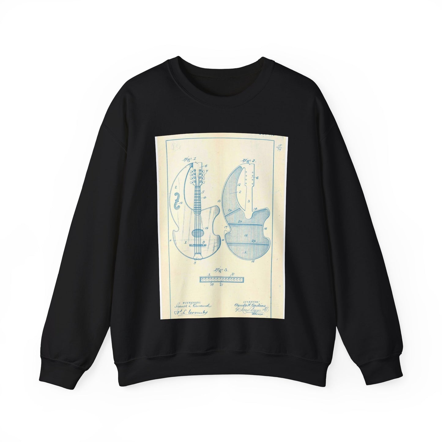 Patent Case File No. 552,116, Stringed Musical Instrument, Inventor- Claude H. Gaskins - DPLA - cda9ed702498185018fcb7c2c376d6f0 (page 13) Black Heavy Blend Adult Crew Neck SweatShirt