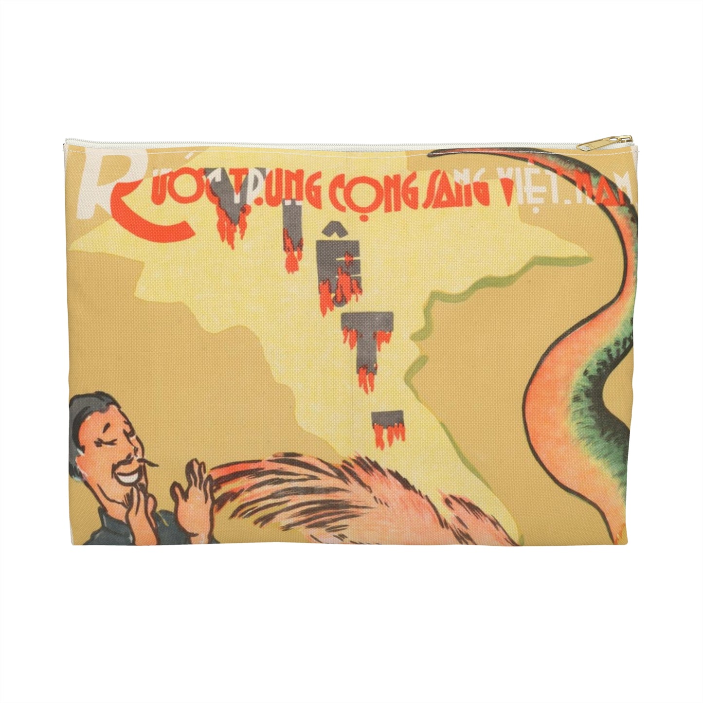 Viet Poster #2, Cold War American Propaganda poster Large Organizer Pouch with Black Zipper