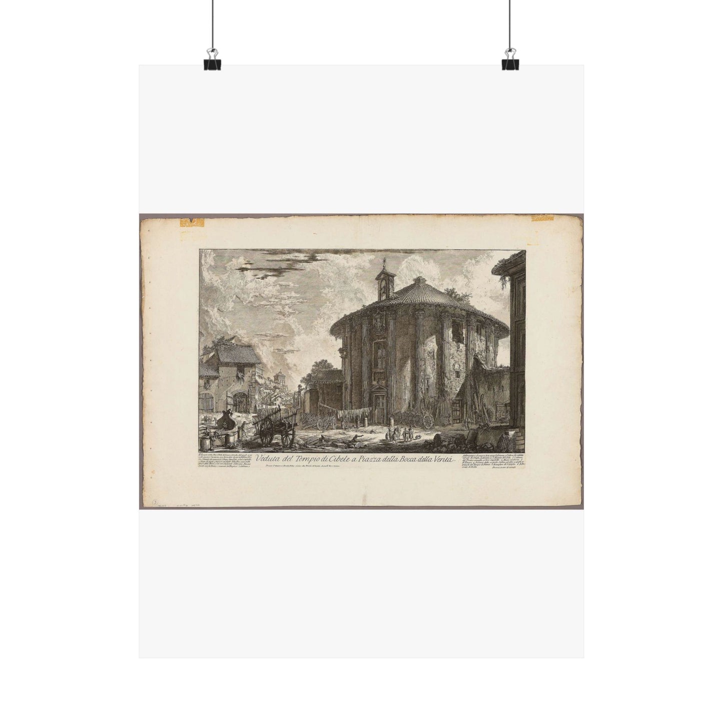 View of the Temple of Cybele in the Piazza of the Bocca della Verità, from Views of Rome High Quality Matte Wall Art Poster for Home, Office, Classroom