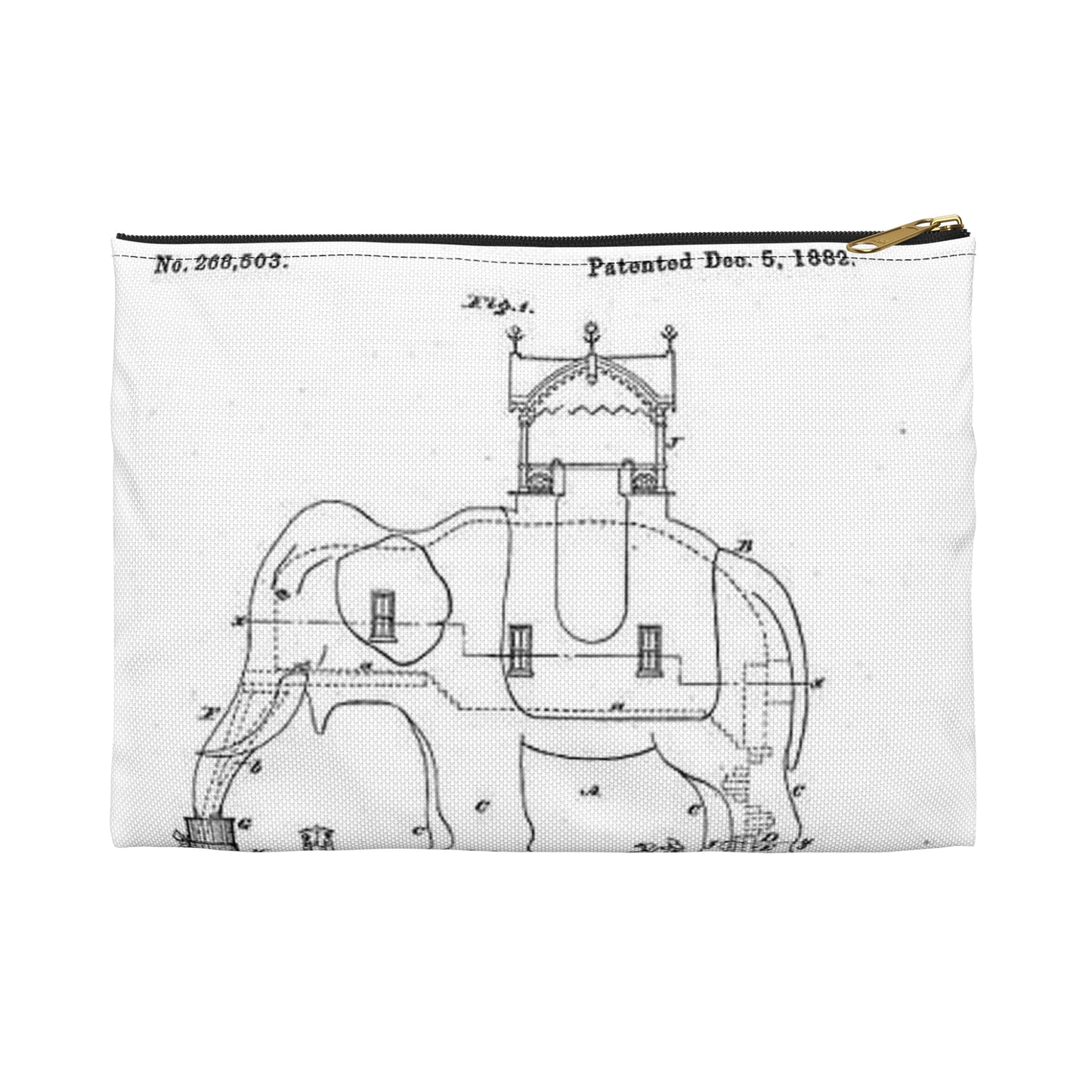 Patent Drawing of Engine - Lucy-USpatent268503 1882 Public domain  image Large Organizer Pouch with Black Zipper