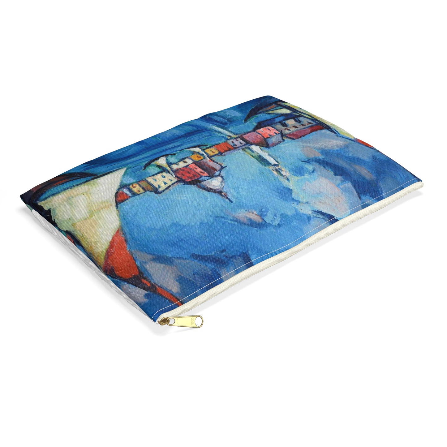 Magi veneetsia - A painting of boats in a harbor with buildings in the background Large Organizer Pouch with Black Zipper