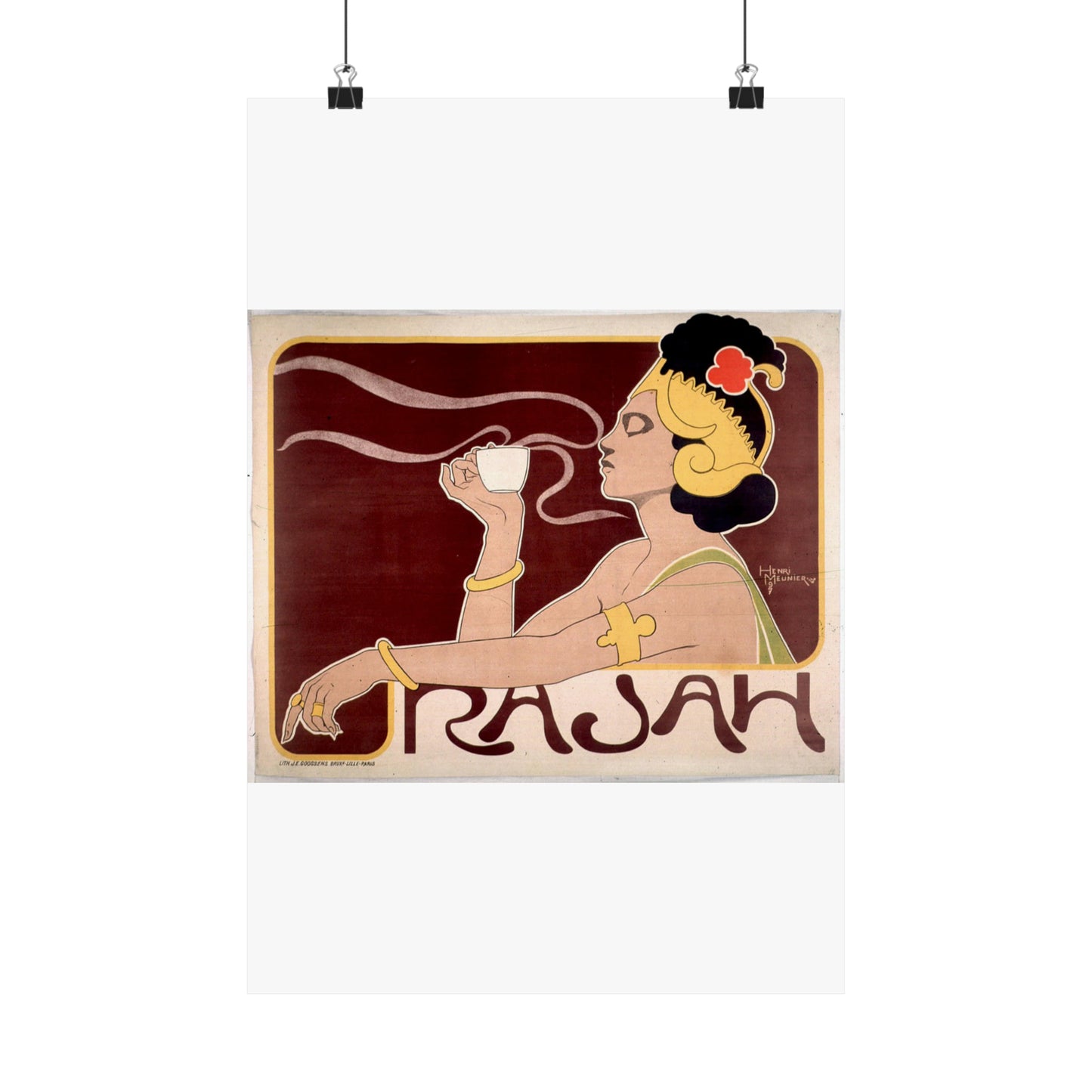 Poster - Rajah, Art Nouveau Poster - Public domain lithograph High Quality Matte Wall Art Poster for Home, Office, Classroom
