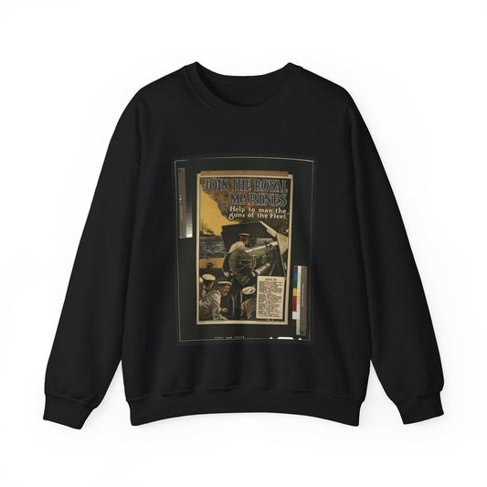 Join the Royal Marines. Help to man the guns of the fleet / W.H. Smith & Son, Printers, 55 Fetter Lane, London, E.C. Black Heavy Blend Adult Crew Neck SweatShirt