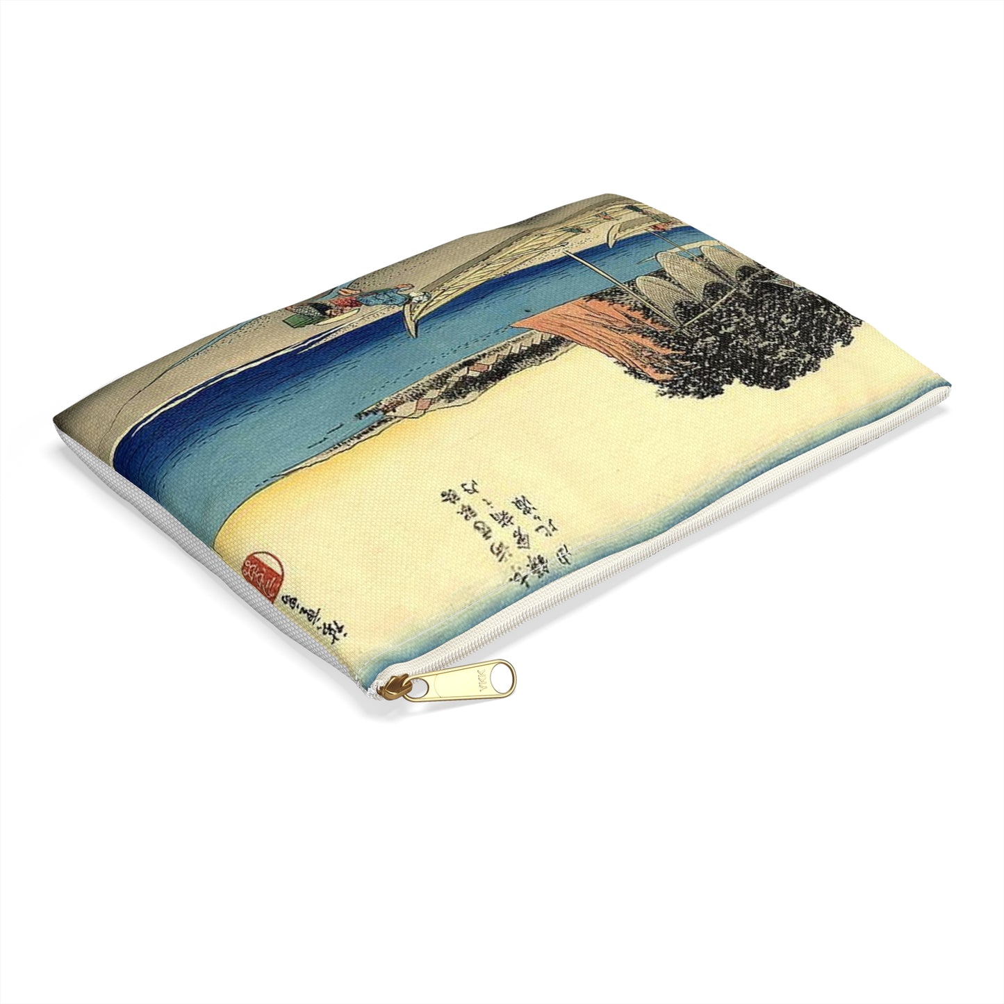 Utagawa Hiroshige - Hiroshige, Yuigahama Large Organizer Pouch with Black Zipper
