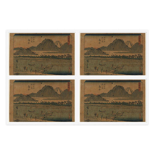 Utagawa Hiroshige - Kanbara, Andō Hiroshige, depicting Mount Fuji Laminated UV Protective Vinyl Stickers
