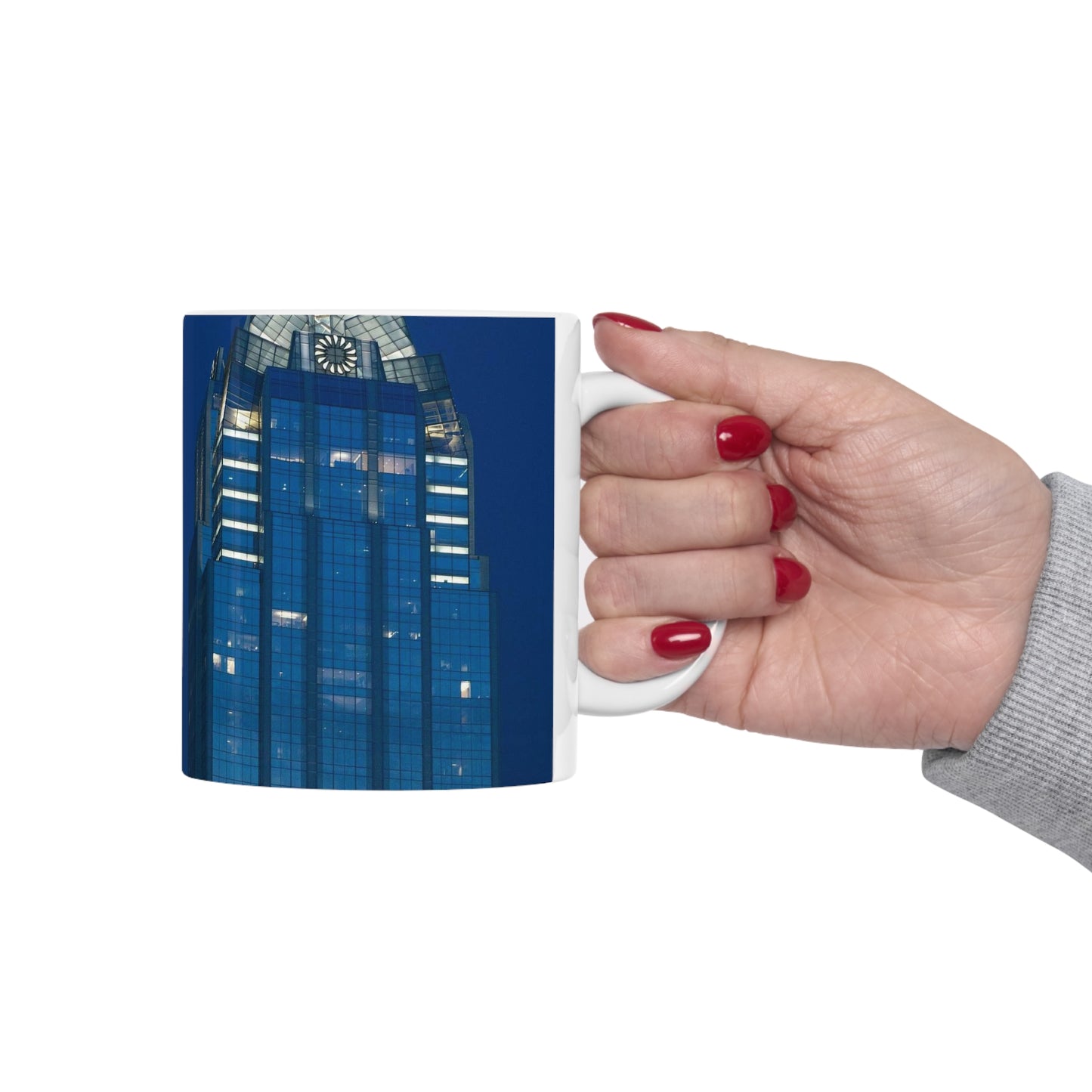 The upper reaches of Frost Bank Tower, a prominent Austin, Texas, skyscraper Beautiful Novelty Ceramic Coffee Mug 11oz