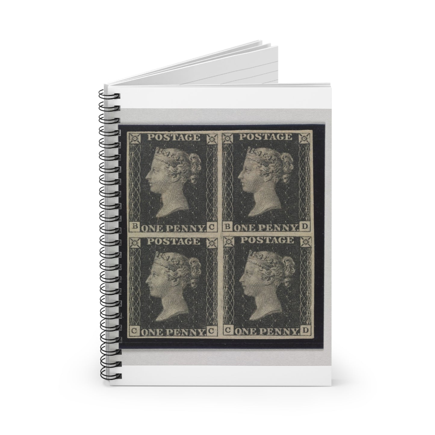 "Penny Black" postage stamps - postal stamp Spiral Bound Ruled Notebook with Printed Cover