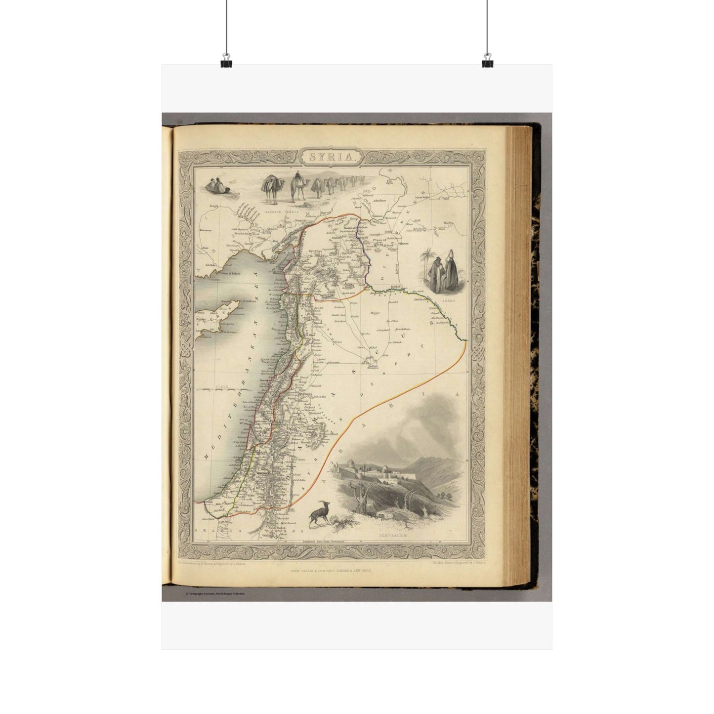 1851 Henry Warren Map of Syria - Public domain old map High Quality Matte Wall Art Poster for Home, Office, Classroom