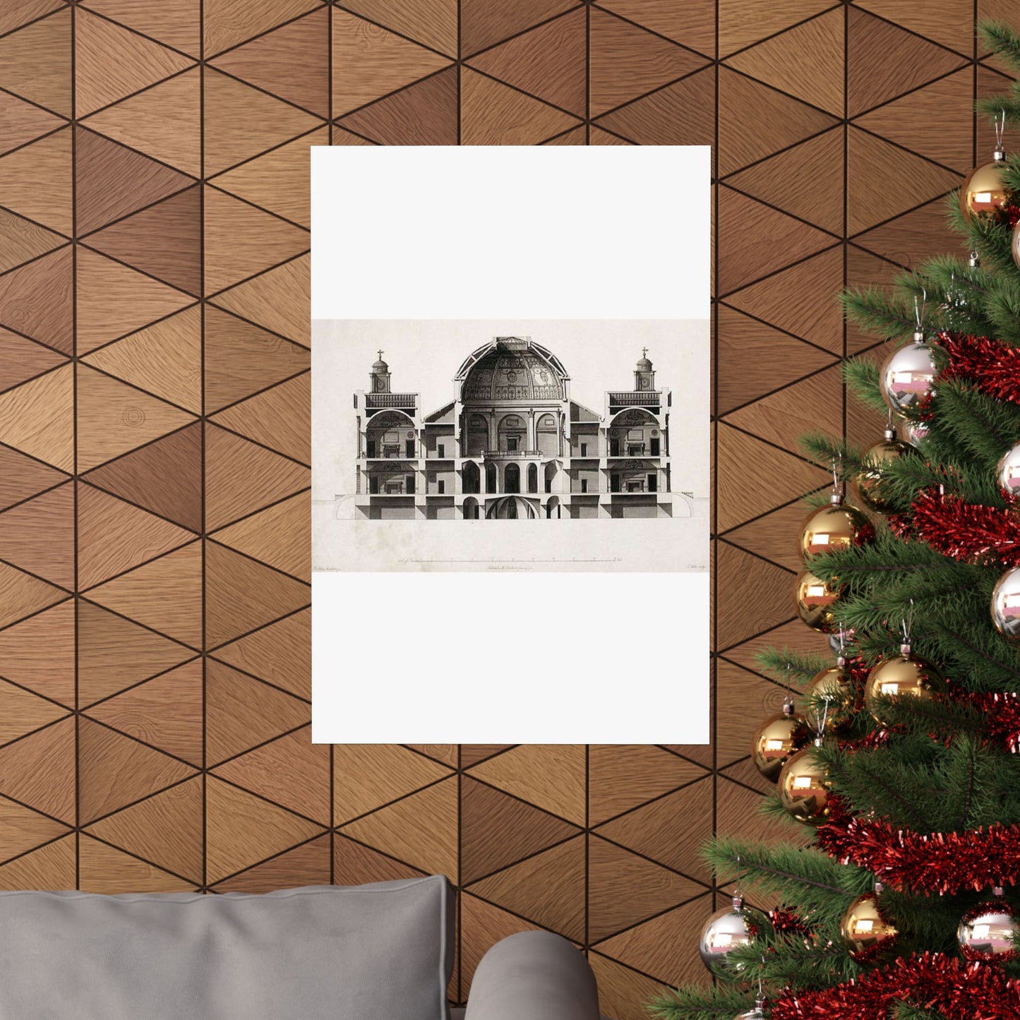 Register House cross section - Public domain architectural drawing High Quality Matte Wall Art Poster for Home, Office, Classroom