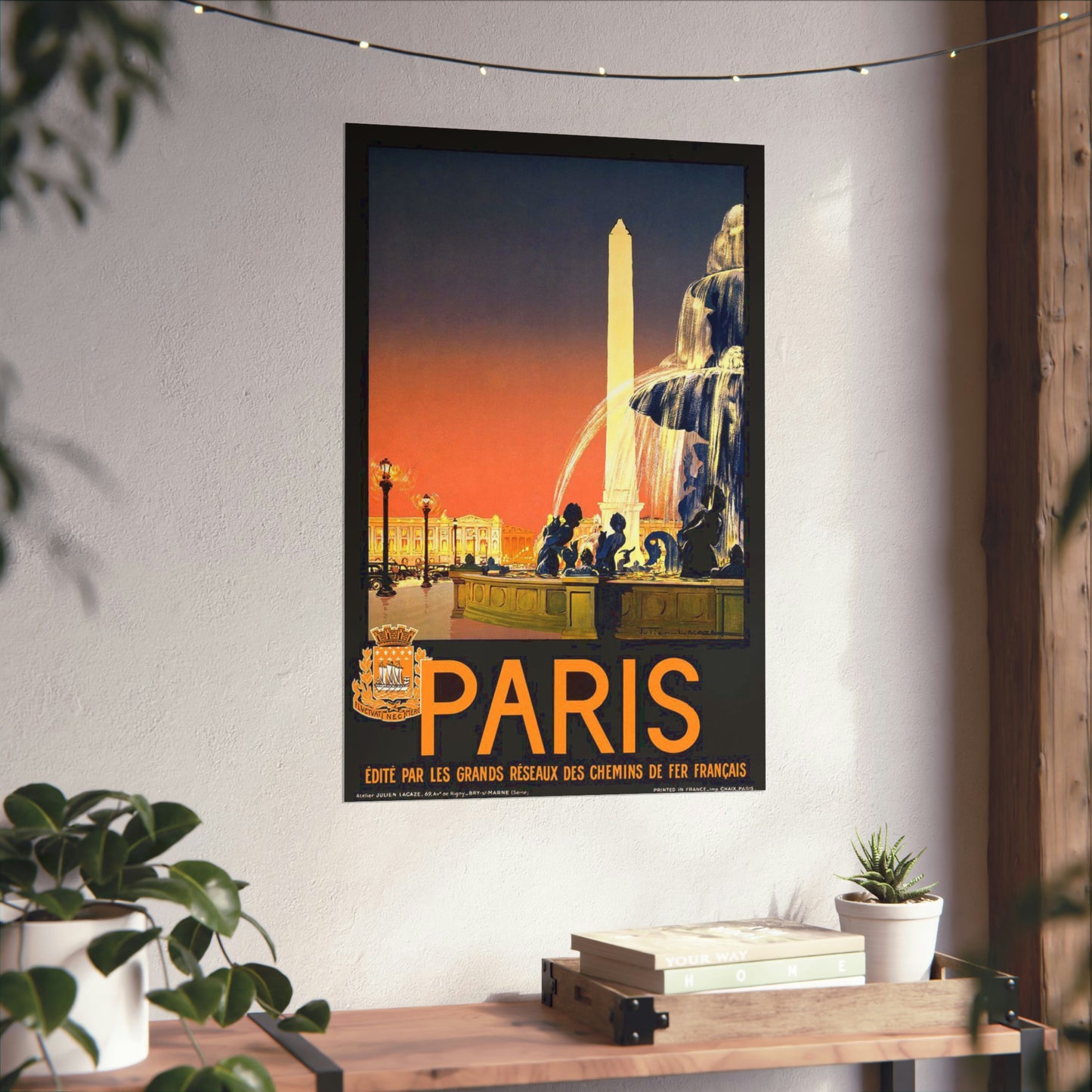 Paris. Vintage Travel Poster. - Art Deco public domain image High Quality Matte Wall Art Poster for Home, Office, Classroom