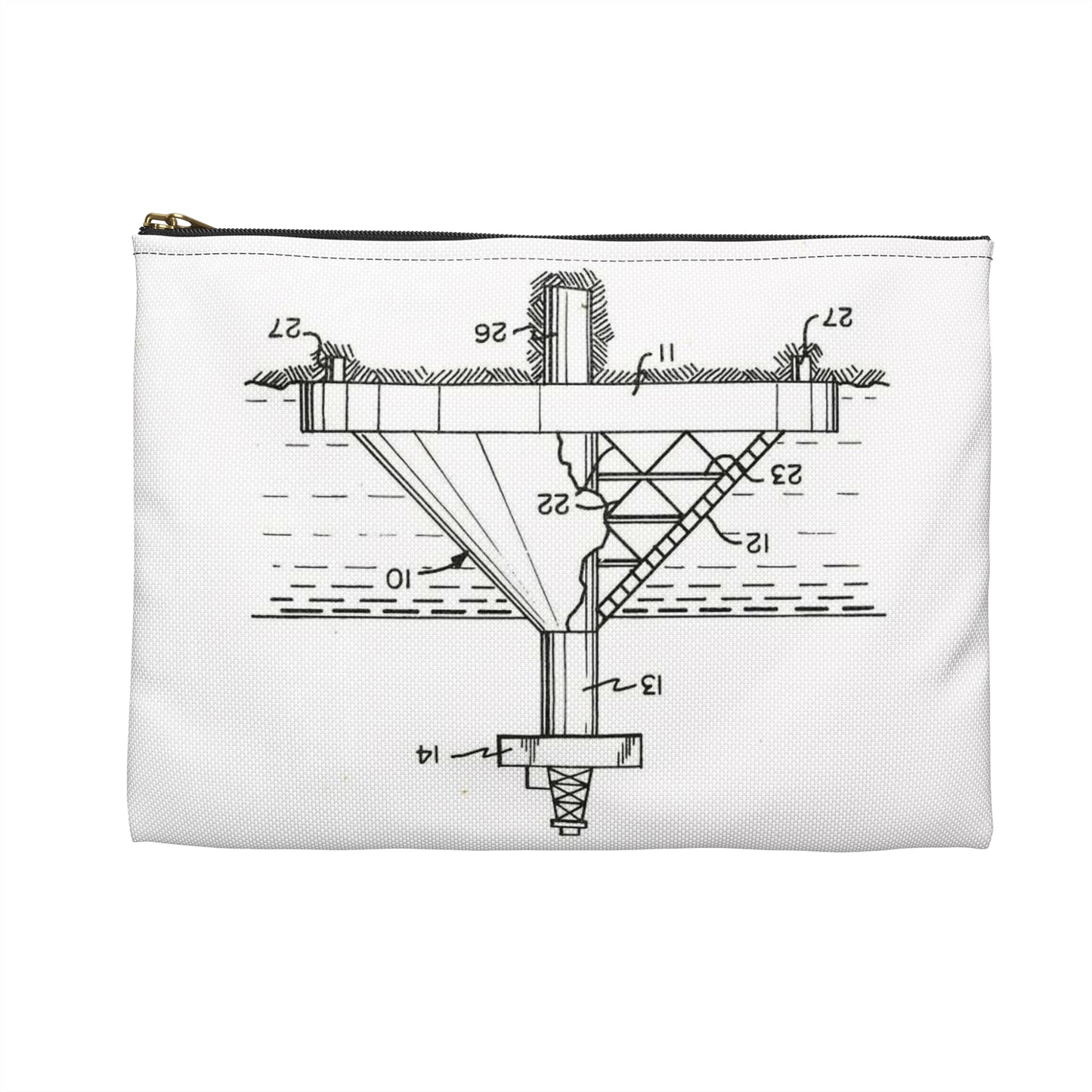 Patent Case File No. 3,793,840, Mobile Arctic Drilling and Production Platform, Inventor(s)- George E. Mott and James P. Wilbourn. - DPLA - 8f260bf2cd8926afbf4da017454f39b3 (page 6) Large Organizer Pouch with Black Zipper