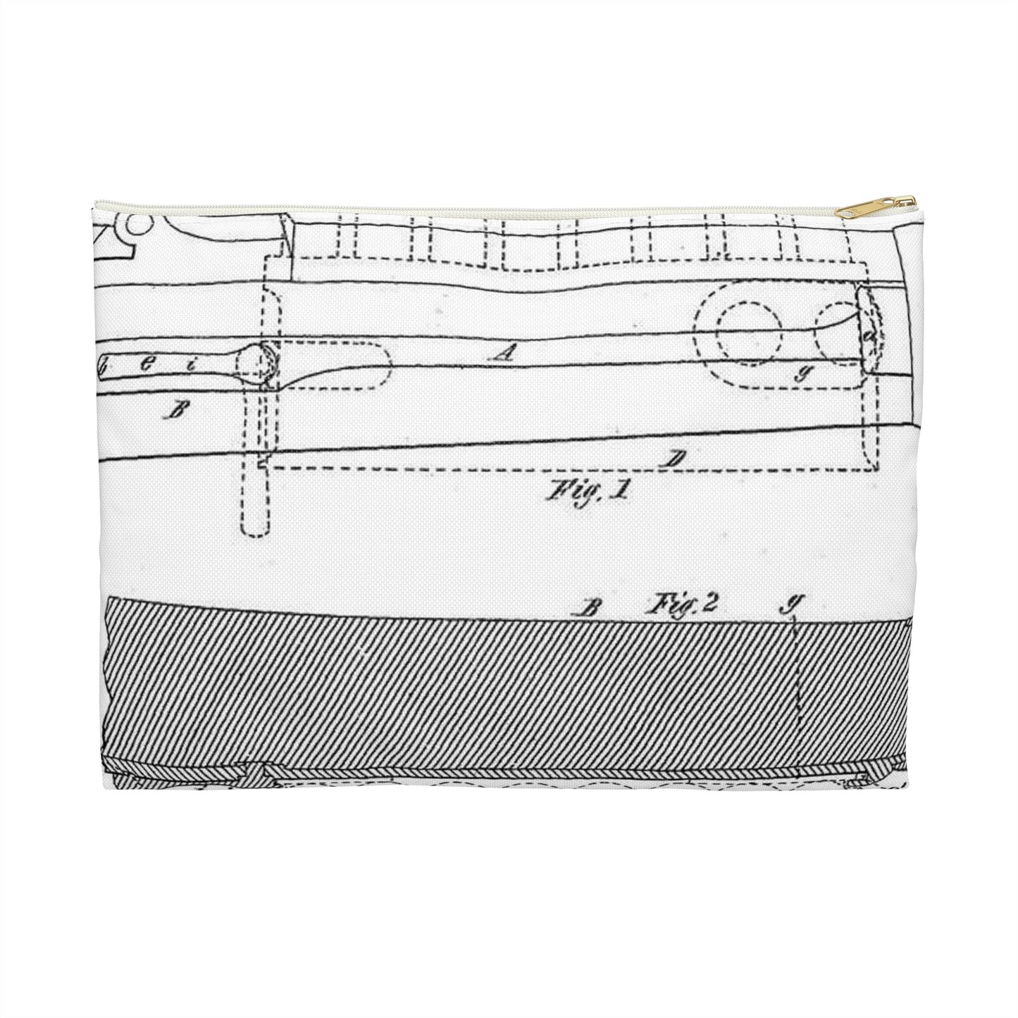 Patent drawing - Means of Attaching Magazines to Fire-Arms, 1875 Public domain  image Large Organizer Pouch with Black Zipper