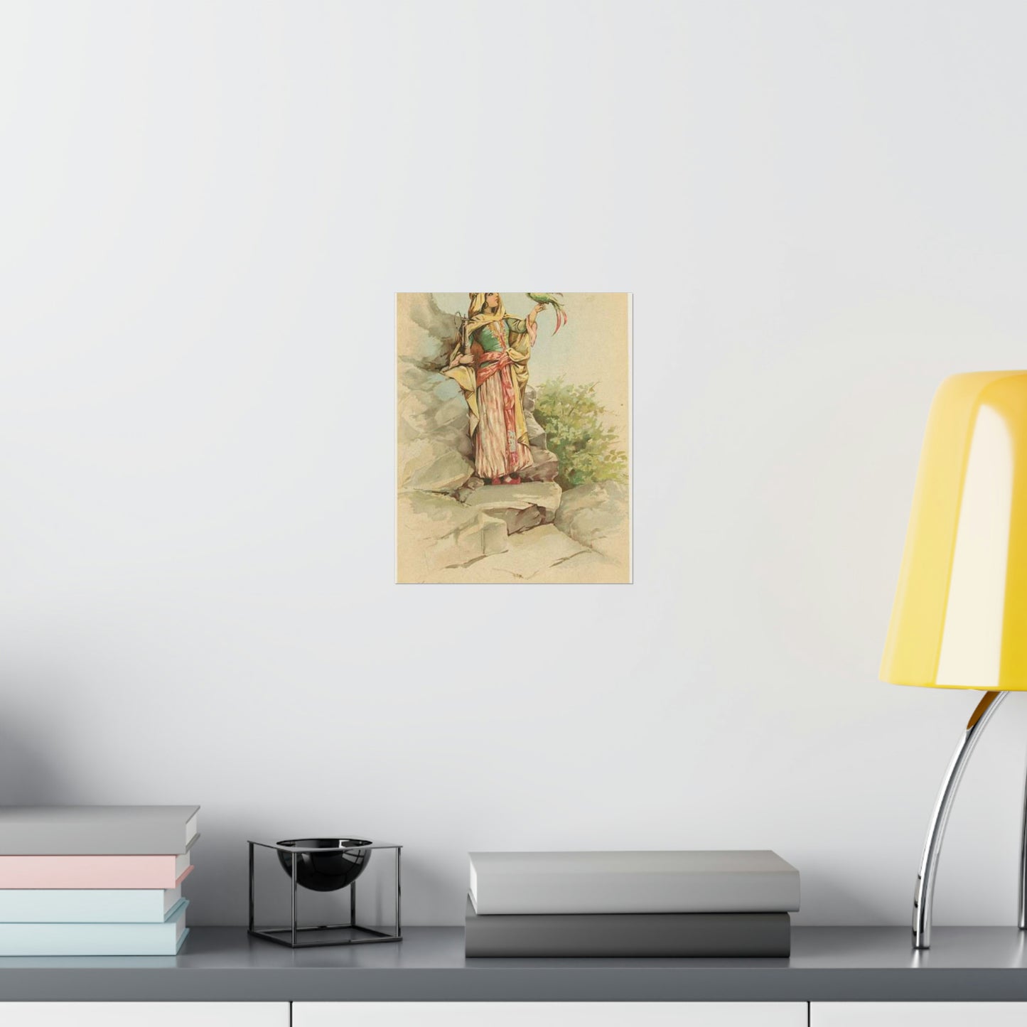 The talking bird. - Drawing. Public domain image. High Quality Matte Wall Art Poster for Home, Office, Classroom