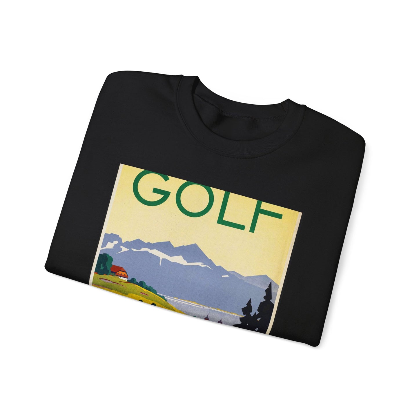 Poster - Golf. Lausanne - Public domain lithograph Black Heavy Blend Adult Crew Neck SweatShirt