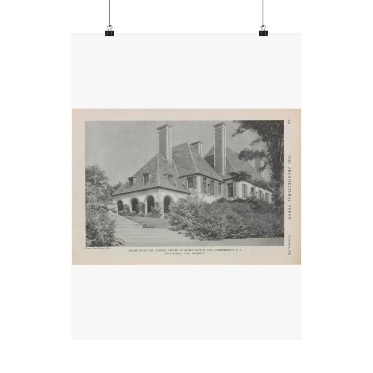 House from the Garden, Estate of Moses Taylor, Esq., Portsmouth, R.I. High Quality Matte Wall Art Poster for Home, Office, Classroom