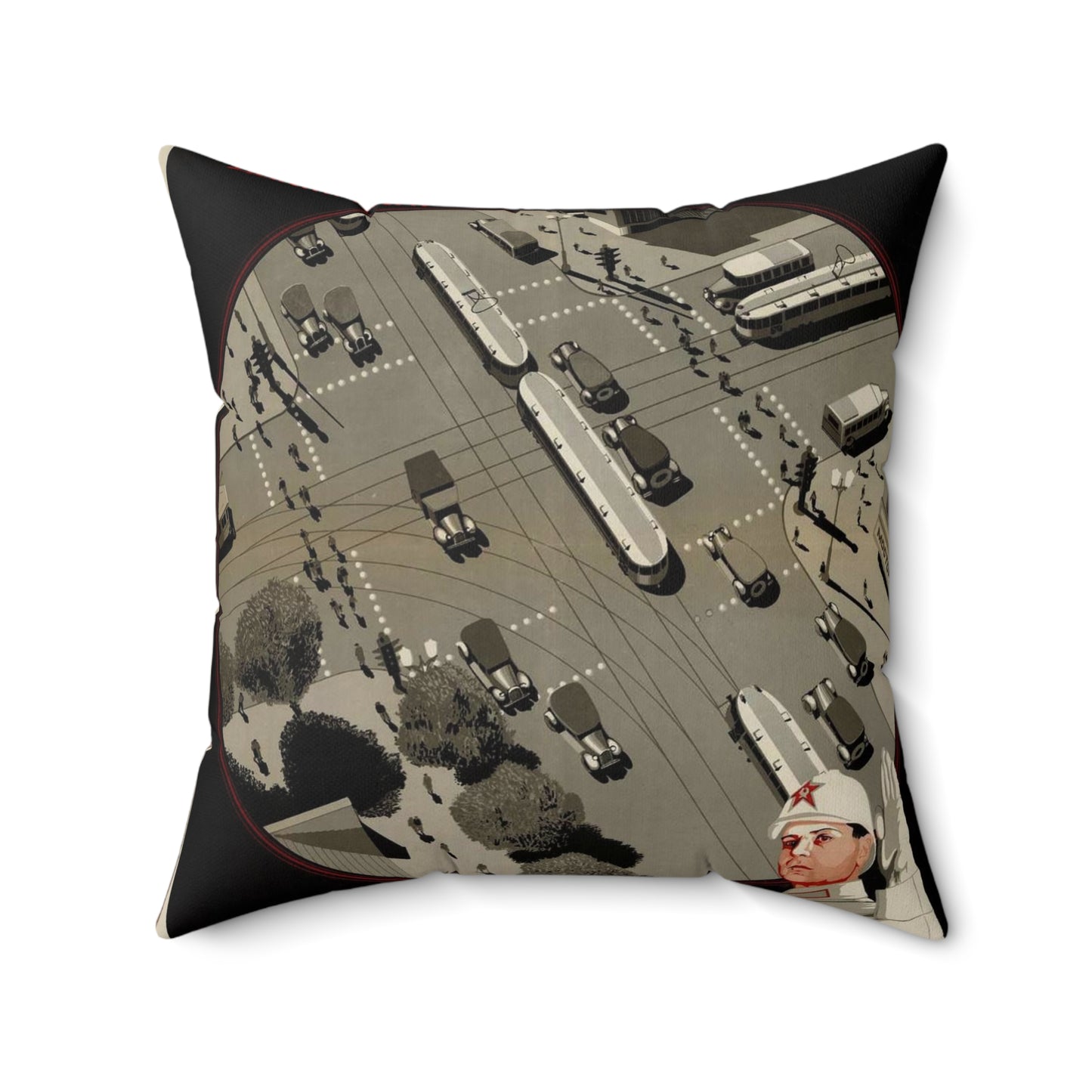 Помни правила уличного движения, Art Deco Poster Decorative Accent Square Pillow