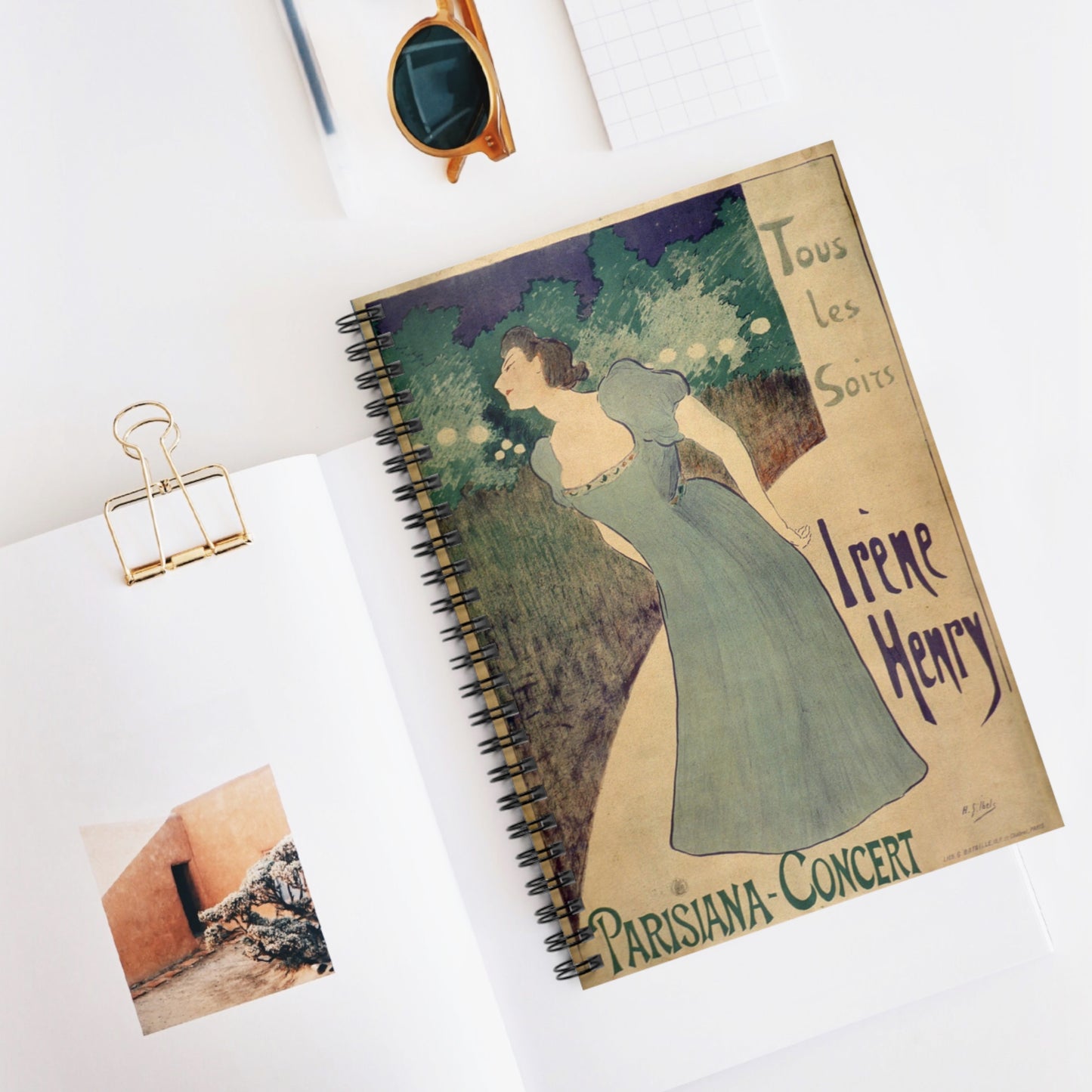 Irène Henry poster - Drawing. Public domain image. Spiral Bound Ruled Notebook with Printed Cover