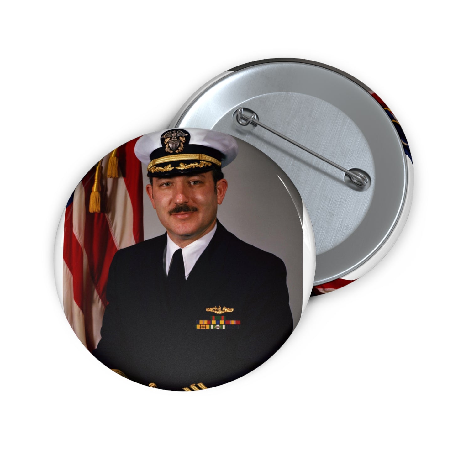 Commander Joel M. Greenberg, USN (covered) Pin Buttons with Crisp Design