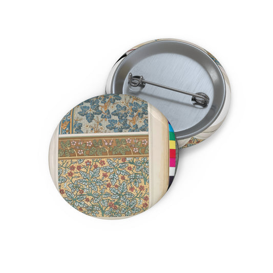 Eugene Grasset - Geranium sauvage, Art Nouveau Poster Pin Buttons with Crisp Design