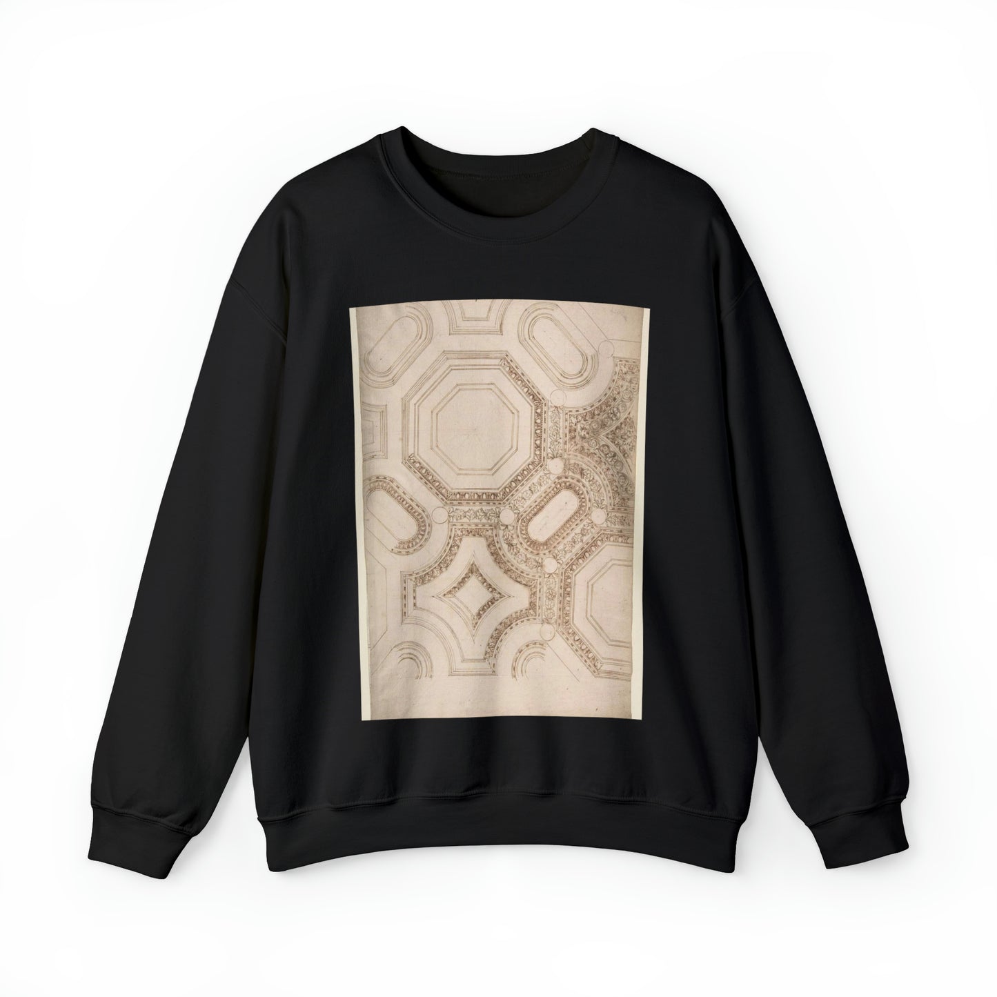 Palazzo Pontifici, Sala Regia, coffer panels, reflected ceiling plan (recto) blank (verso) Black Heavy Blend Adult Crew Neck SweatShirt