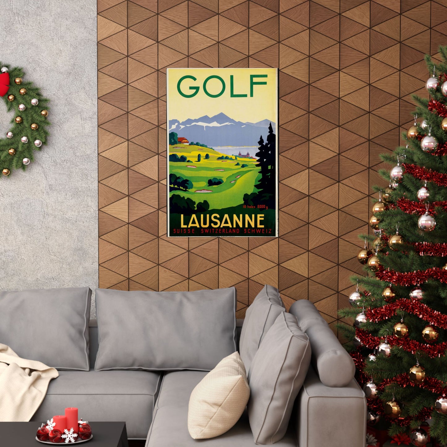 Poster - Golf. Lausanne - Public domain lithograph High Quality Matte Wall Art Poster for Home, Office, Classroom